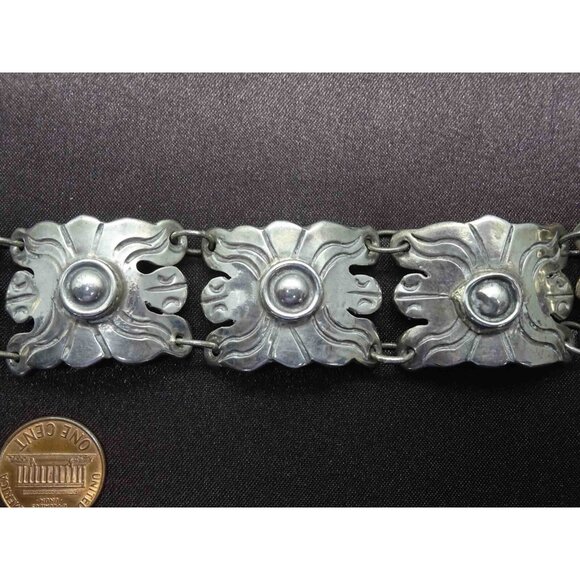 Estate Mexico Sterling Silver Concho Link Belt 29\